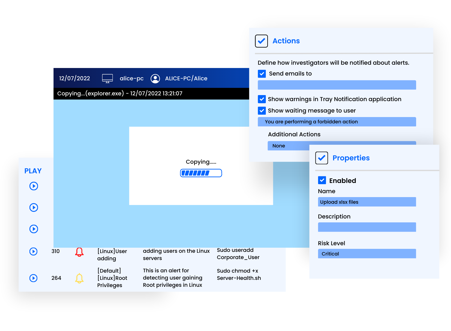 Automated alerts and incident response - Employee Monitoring -Ekran and Bulwark Technologies