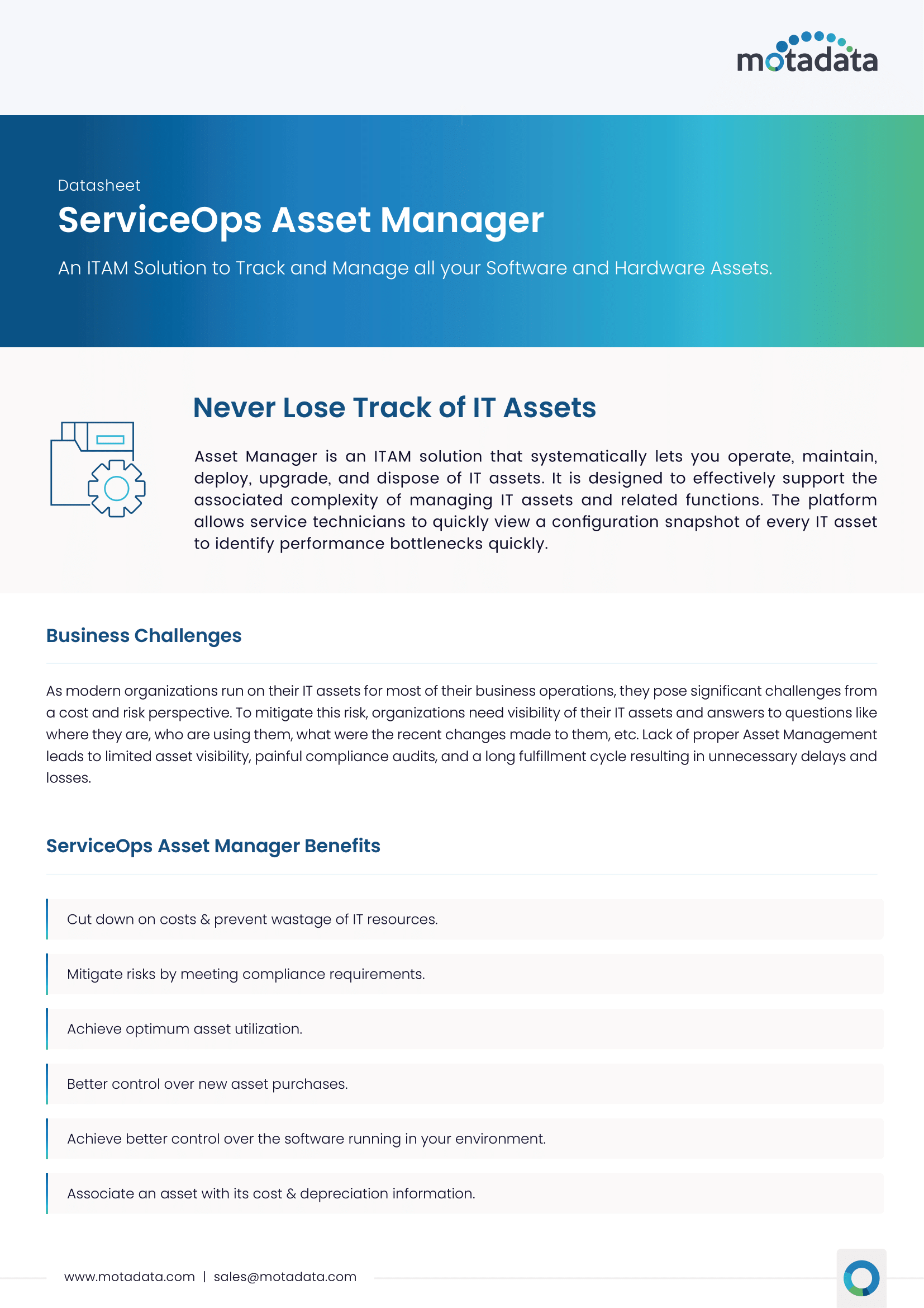 Motadata IT Asset Management Datasheet Thumbnail Bulwark Technologies